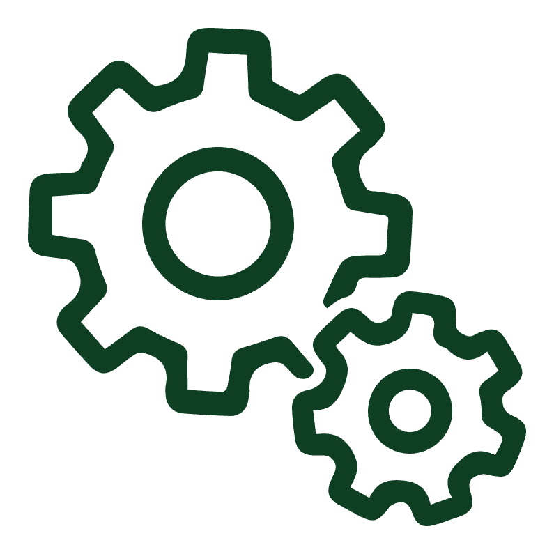 Two interlocking gears, the icon for Reframing